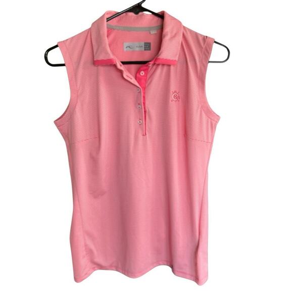 KJUS Shirt Women's Sina Pink White Stripe M golf Polo Preppy Prep Athleisure - Picture 1 of 10